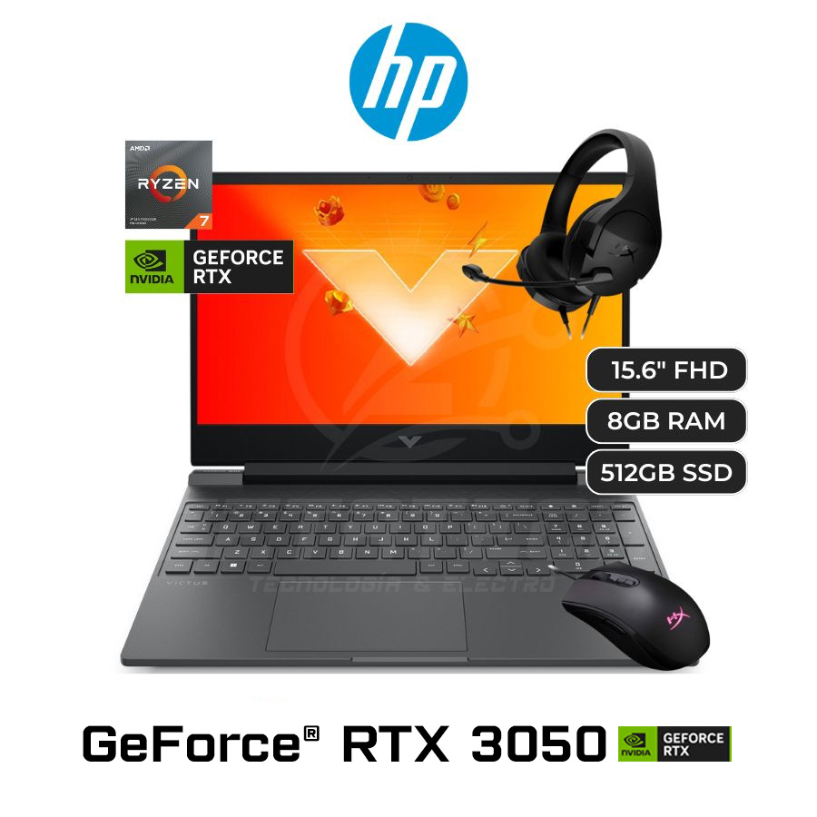 VICTUS 15 FB0126LA / AMD RYZEN 7 5800H / 8GB DDR4 / 512GB SSD / NVIDIA GEFORCE RTX 3050 (4GB) / 15.6" FHD (1920 x 1080)