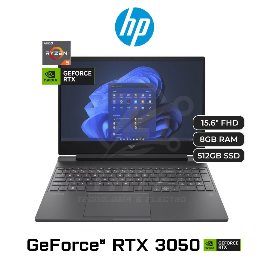 VICTUS 15 FB0128LA / AMD RYZEN 5 5600H / 8GB DDR4 / 512GB SSD / NVIDIA GEFORCE RTX 3050 ( 4 GB) / 15.6" FHD (1920 x 1080) 144 Hz