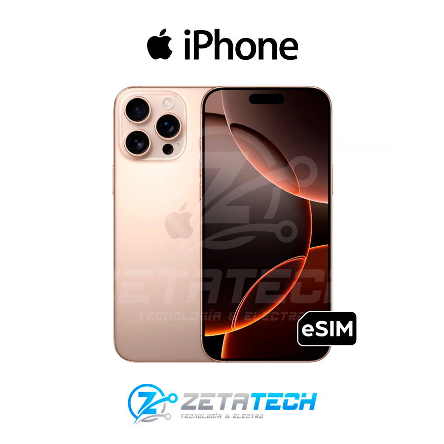 IPHONE 16 PRO MAX / A3084 / ALMACENAMIENTO 256GB / 6.9″ DESERT TITANIUM / ESIM