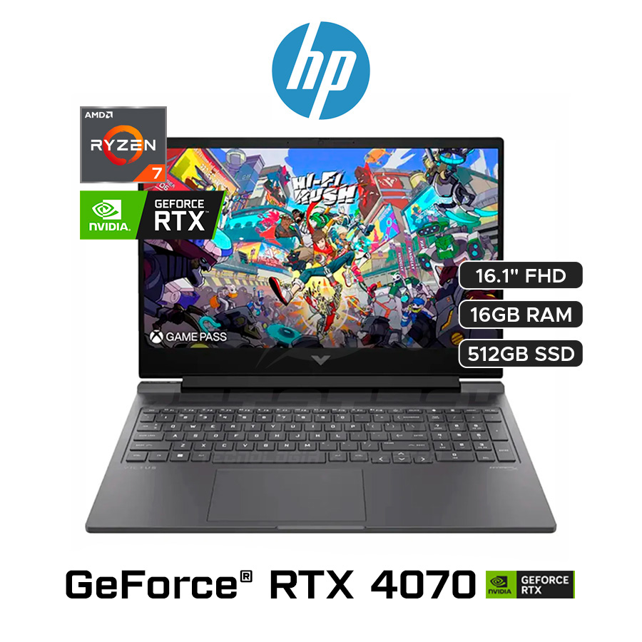 VICTUS 16-S1023DX / AMD RYZEN 7 8845HS (8 NÚCLEOS) / 16GB DDR5 / 512GB SSD / GEFORCE RTX 4070 (8GB) / 16.1"FHD (1920 x 1080), 144 Hz