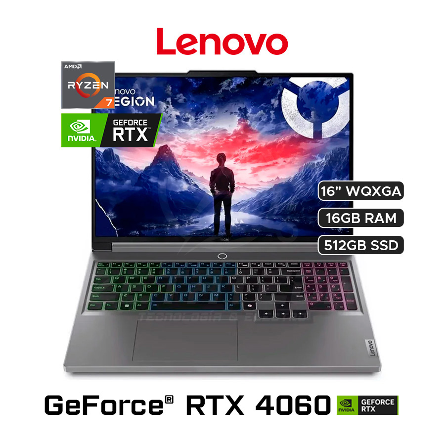 LEGION 5 16AHP9 / AMD RYZEN 7-8845HS (8NÚCLEOS) / 16GB DDR5 / 512GB SSD / NVIDIA GEFORCE RTX 4060 (8GB) / 16" WQXGA (2560 x 1600) - 165Hz - IPS