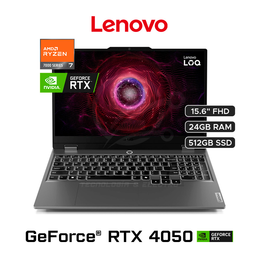 LOQ 15ARP9 / AMD RYZEN 7-7435HS (8 NÚCLEOS) / 24GB-DDR5 / 512GB SSD / NVIDIA GEFORCE RTX 4050 (6GB) / 15.6" FHD (1920×1080) 144Hz