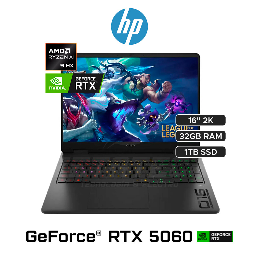 OMEN16 AP0053DX / AMD RYZEN 9 8940HX (16 NÚCLEOS) / 32GB-DDR5 / 1TB SSD / NVIDIA GEFORCE RTX 5060 (8GB) / 16” 2K WUXGA (1920 x 1200) - 144Hz