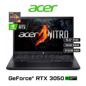 NITRO V15 ANV15-41-R3RH / AMD RYZEN 5-7535HS (6 NUCLEOS) / 16GB – DDR5 / 512GB SSD / NVIDIA GEFORCE RTX 3050 (6GB) / 15.6″ FHD (1920 x 1080) 144Hz