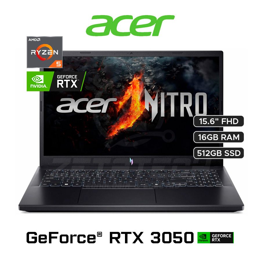 NITRO V15 ANV15-41-R3RH / AMD RYZEN 5-7535HS (6 NUCLEOS) / 16GB – DDR5 / 512GB SSD / NVIDIA GEFORCE RTX 3050 (6GB) / 15.6″ FHD (1920 x 1080) 144Hz