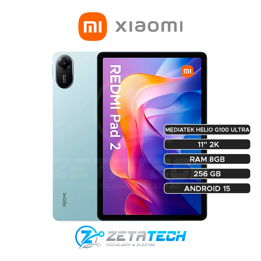 REDMI PAD 2 / ANDROID 15 / 8GB RAM / 256GB SSD / 11" 2.k (1600 x 2560) / Mint Green