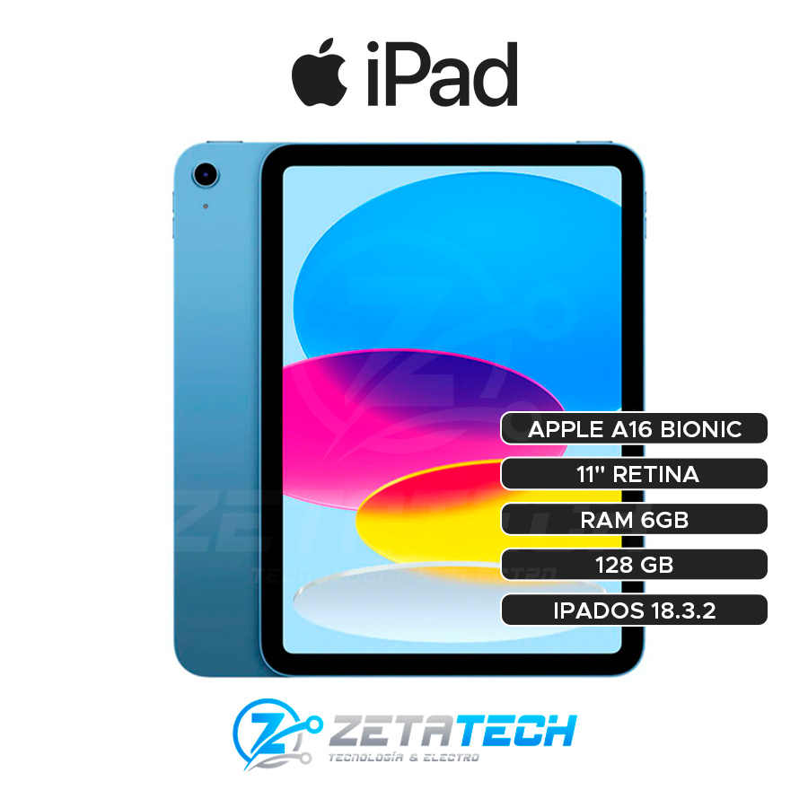 IPAD 11TH A3354 A16 / ALMACENAMIENTO 128GB / 11″ RETINA / BLUE