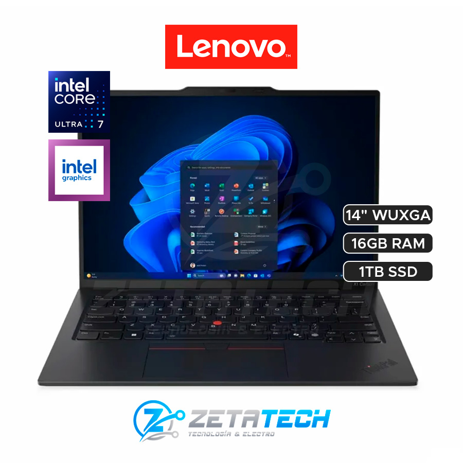 THINKPAD X1 CARBON GEN 13 AURA / INTEL CORE ULTRA 7–265U VPRO (12 NÚCLEOS) / 16GB DDR5 / 1TB SSD / INTEL GRAPHICS/ 14” WUXGA (1920 x 1200) - TÁCTIL